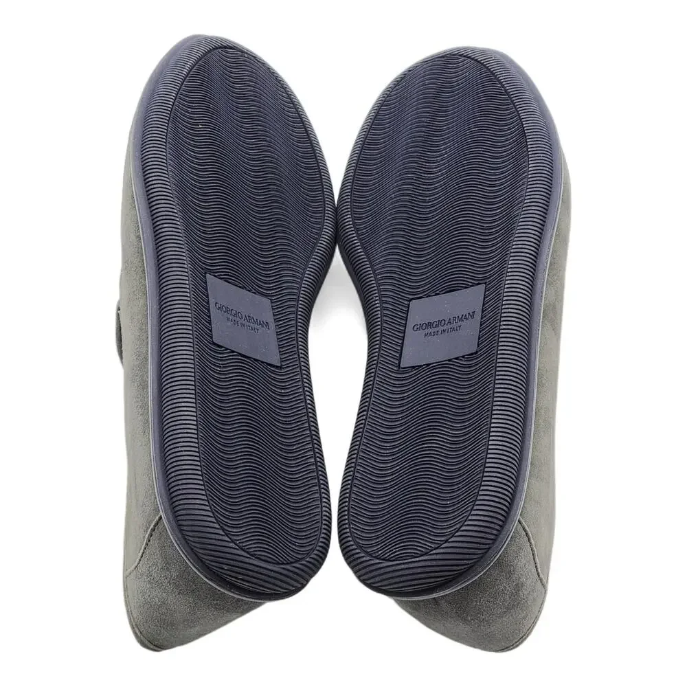 Giorgio Armani Suede Loafers with Embroidered Logo in Gray (7) - Picture 7 of 7